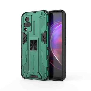 For vivo V21 Supersonic PC + TPU Shock-proof Protective Case with Holder(Green)