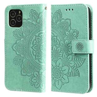 For iPhone 11 7-petal Flowers Embossing Pattern Horizontal Flip PU Leather Case with Holder & Card Slots & Wallet & Photo Frame (Green)
