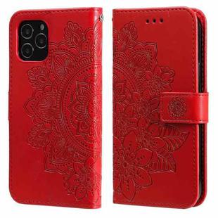 For iPhone 11 7-petal Flowers Embossing Pattern Horizontal Flip PU Leather Case with Holder & Card Slots & Wallet & Photo Frame (Red)