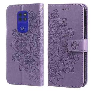 For Motorola Moto G9 Play / E7 Plus 7-petal Flowers Embossing Pattern Horizontal Flip PU Leather Case with Holder & Card Slots & Wallet & Photo Frame(Light Purple)
