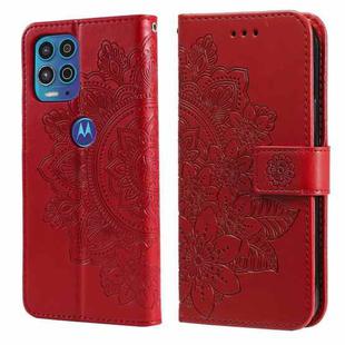 For Motorola Moto G100 / Edge S 7-petal Flowers Embossing Pattern Horizontal Flip PU Leather Case with Holder & Card Slots & Wallet & Photo Frame(Red)