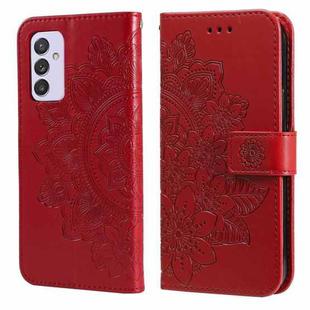 For Samsung Galaxy A82 5G 7-petal Flowers Embossing Pattern Horizontal Flip PU Leather Case with Holder & Card Slots & Wallet & Photo Frame(Red)