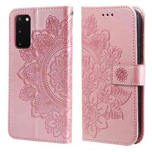 For Samsung Galaxy S20 FE 7-petal Flowers Embossing Pattern Horizontal Flip PU Leather Case with Holder & Card Slots & Wallet & Photo Frame(Rose Gold)