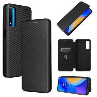 For TCL 20S Carbon Fiber Texture Horizontal Flip TPU + PC + PU Leather Case with Card Slot(Black)