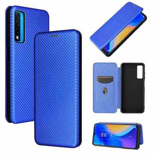 For TCL 20S Carbon Fiber Texture Horizontal Flip TPU + PC + PU Leather Case with Card Slot(Blue)