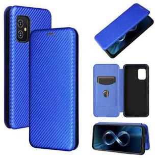 For Asus Zenfone 8 / ZS590KS (8 Mini) Carbon Fiber Texture Horizontal Flip TPU + PC + PU Leather Case with Card Slot(Blue)