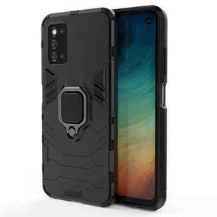 For Samsung Galaxy F52 5G Shockproof PC + TPU Protective Case with Magnetic Ring Holder(Black)
