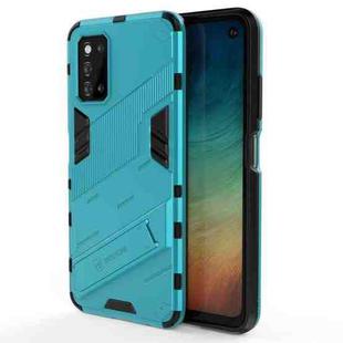 For Samsung Galaxy F52 5G Punk Armor 2 in 1 PC + TPU Shockproof Case with Invisible Holder(Blue)