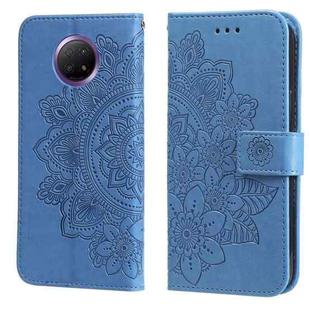 For Xiaomi Redmi Note 9T 5G / Note 9 5G (CN Version) 7-petal Flowers Embossing Pattern Horizontal Flip PU Leather Case with Holder & Card Slots & Wallet & Photo Frame(Blue)