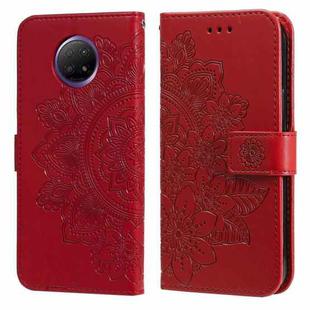 For Xiaomi Redmi Note 9T 5G / Note 9 5G (CN Version) 7-petal Flowers Embossing Pattern Horizontal Flip PU Leather Case with Holder & Card Slots & Wallet & Photo Frame(Red)