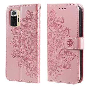 For Xiaomi Redmi Note 10 4G / Note 10s 7-petal Flowers Embossing Pattern Horizontal Flip PU Leather Case with Holder & Card Slots & Wallet & Photo Frame(Rose Gold)