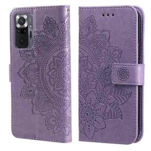 For Xiaomi Redmi Note 10 Pro / Note 10 Pro Max 7-petal Flowers Embossing Pattern Horizontal Flip PU Leather Case with Holder & Card Slots & Wallet & Photo Frame(Light Purple)