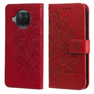 For Xiaomi Mi 10T Lite 7-petal Flowers Embossing Pattern Horizontal Flip PU Leather Case with Holder & Card Slots & Wallet & Photo Frame(Red)