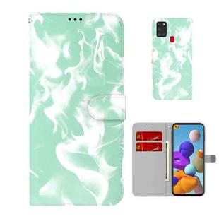For Samsung Galaxy A21s Cloud Fog Pattern Horizontal Flip Leather Case with Holder & Card Slot & Wallet(Mint Green)