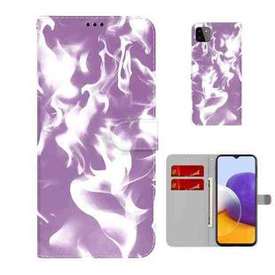 For Samsung Galaxy A22 5G Cloud Fog Pattern Horizontal Flip Leather Case with Holder & Card Slot & Wallet(Purple)