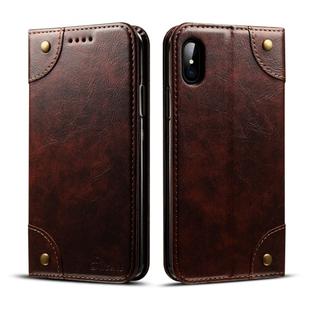 For iPhone X / XS Baroque Simple Horizontal Flip Leather Case, with Holder & Card Slots & Wallet(Dark Brown)