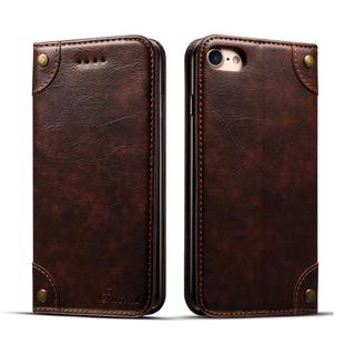 For iPhone SE 2022 / SE 2020 / 8 / 7 Baroque Simple Horizontal Flip Leather Case with Holder & Card Slots & Wallet(Dark Brown)