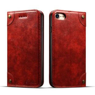 For iPhone SE 2022 / SE 2020 / 8 / 7 Baroque Simple Horizontal Flip Leather Case with Holder & Card Slots & Wallet(Red)