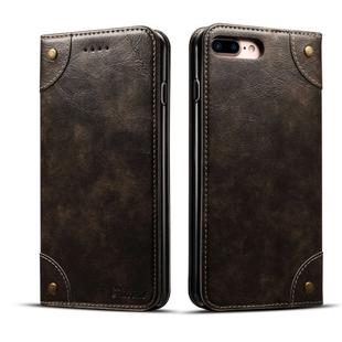 For iPhone 8 Plus / 7 Plus Baroque Simple Horizontal Flip Leather Case, with Holder & Card Slots & Wallet(Black)