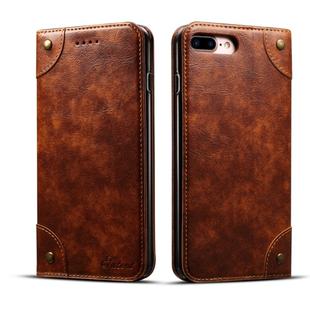 For iPhone 8 Plus / 7 Plus Baroque Simple Horizontal Flip Leather Case, with Holder & Card Slots & Wallet(Light Brown)