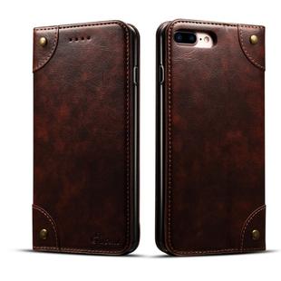 For iPhone 8 Plus / 7 Plus Baroque Simple Horizontal Flip Leather Case, with Holder & Card Slots & Wallet(Dark Brown)