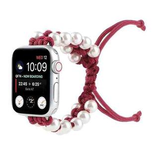 Umbrella Rope Bead Nylon Watch Band For Apple Watch Ultra 49mm / Series 8&7 45mm / SE 2&6&SE&5&4 44mm / 3&2&1 42mm(Red)