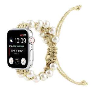 Umbrella Rope Bead Nylon Watch Band For Apple Watch Series 8&7 41mm / SE 2&6&SE&5&4 40mm / 3&2&1 38mm(Yellow)