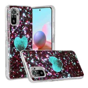 For Xiaomi Redmi Note 10 Marble Pattern Soft TPU Protective Case(Green Love)