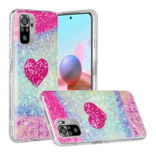 For Xiaomi Redmi Note 10 Marble Pattern Soft TPU Protective Case(Red Love)