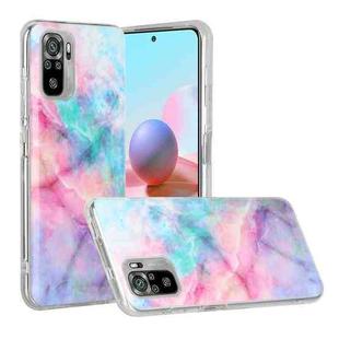 For Xiaomi Redmi Note 10 Marble Pattern Soft TPU Protective Case(Pink Green)