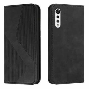 For LG Velvet Skin Feel Magnetic S-type Solid Color Horizontal Flip Leather Case with Holder & Card Slot & Wallet(Black)