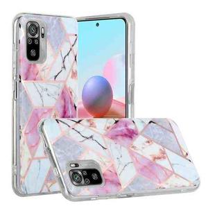 For Xiaomi Redmi Note 10 Plating Splicing Gilding TPU Protective Case(Purple White Marble)