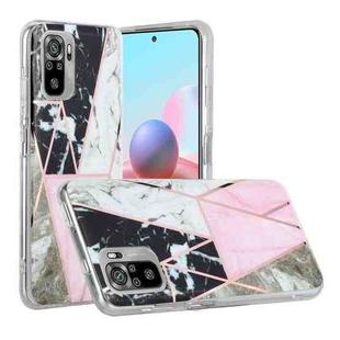 For Xiaomi Redmi Note 10 Plating Splicing Gilding TPU Protective Case(Grey Pink White Marble)