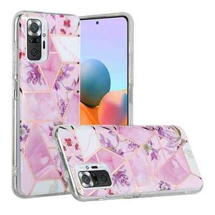 For Xiaomi Redmi Note 10 Pro Plating Splicing Gilding TPU Protective Case(Purple Flowers)