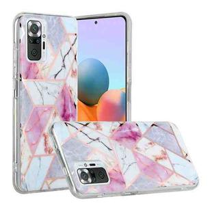 For Xiaomi Redmi Note 10 Pro Plating Splicing Gilding TPU Protective Case(Purple White Marble)