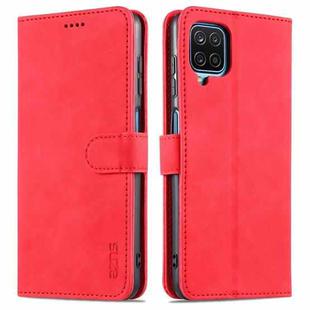For Samsung Galaxy A12 5G AZNS Skin Feel Calf Texture Horizontal Flip Leather Case with Card Slots & Holder & Wallet(Red)
