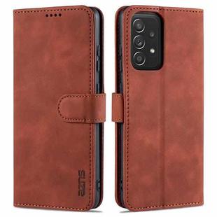 For Samsung Galaxy A52 5G / 4G AZNS Skin Feel Calf Texture Horizontal Flip Leather Case with Card Slots & Holder & Wallet(Brown)