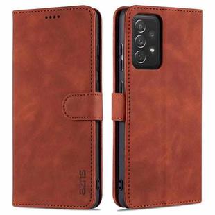 For Samsung Galaxy A72 5G / 4G AZNS Skin Feel Calf Texture Horizontal Flip Leather Case with Card Slots & Holder & Wallet(Brown)