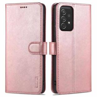 For Samsung Galaxy A72 5G / 4G AZNS Skin Feel Calf Texture Horizontal Flip Leather Case with Card Slots & Holder & Wallet(Rose Gold)