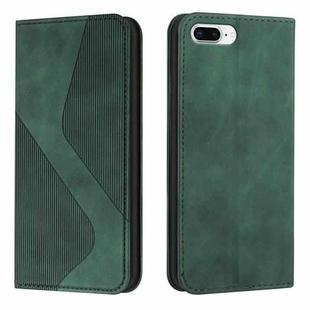 Skin Feel Magnetic S-type Solid Color Horizontal Flip Leather Case with Holder & Card Slot & Wallet For iPhone 8 Plus & 7 Plus(Green)