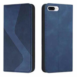 Skin Feel Magnetic S-type Solid Color Horizontal Flip Leather Case with Holder & Card Slot & Wallet For iPhone 8 Plus & 7 Plus(Blue)