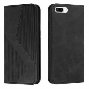 Skin Feel Magnetic S-type Solid Color Horizontal Flip Leather Case with Holder & Card Slot & Wallet For iPhone 8 Plus & 7 Plus(Black)