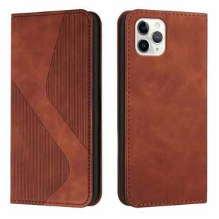 Skin Feel Magnetic S-type Solid Color Horizontal Flip Leather Case with Holder & Card Slot & Wallet For iPhone 11 Pro(Brown)