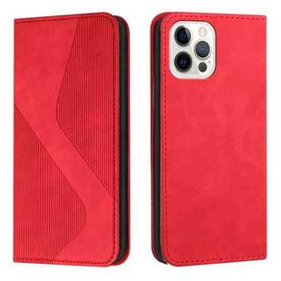 Skin Feel Magnetic S-type Solid Color Horizontal Flip Leather Case with Holder & Card Slot & Wallet For iPhone 12 Pro Max(Red)