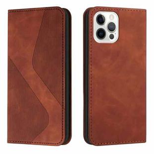 Skin Feel Magnetic S-type Solid Color Horizontal Flip Leather Case with Holder & Card Slot & Wallet For iPhone 12 Pro Max(Brown)