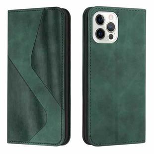 Skin Feel Magnetic S-type Solid Color Horizontal Flip Leather Case with Holder & Card Slot & Wallet For iPhone 12 Pro Max(Green)