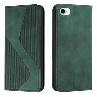 For iPhone SE 2022 / SE 2020 / 8 / 7 Skin Feel Magnetic S-type Solid Color Horizontal Flip Leather Case with Holder & Card Slot & Wallet(Green)