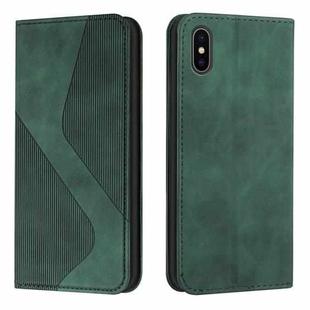 Skin Feel Magnetic S-type Solid Color Horizontal Flip Leather Case with Holder & Card Slot & Wallet For iPhone X / XS(Green)