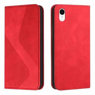 For iPhone XR Skin Feel Magnetic S-type Solid Color Horizontal Flip Leather Case with Holder & Card Slot & Wallet(Red)