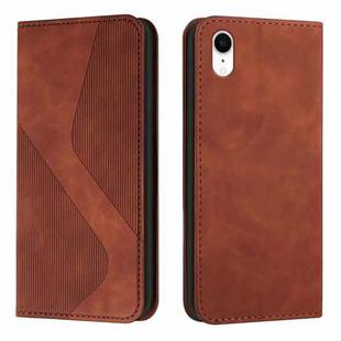 For iPhone XR Skin Feel Magnetic S-type Solid Color Horizontal Flip Leather Case with Holder & Card Slot & Wallet(Brown)